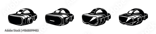 Virtual reality vector icons set. vr, headset, gaming symbols