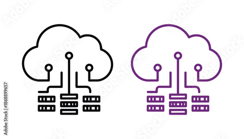Cloud computing data storage outline icon for web and app minimal flat vector illustration