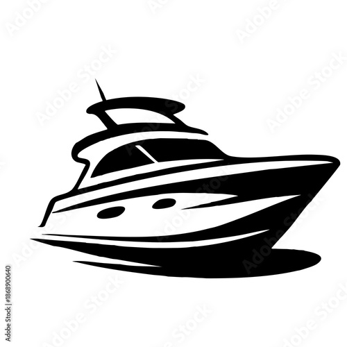 Luxury Yacht Silhouette Vector Illustration.