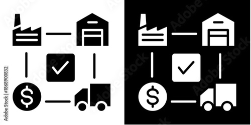 Supply Chain Management  Icon Set White Glyph Style Collection
