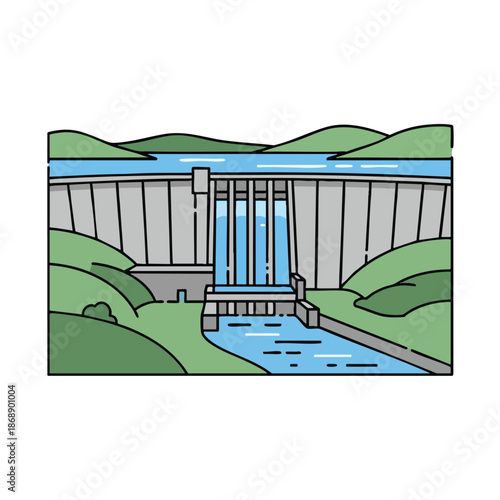 Hydroelectric Dam Illustration