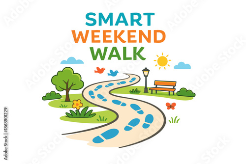 Smart weekend walk path with nature and friendly animals