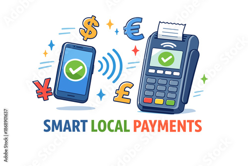 Smart local payments: digital transaction concept with mobile and card reader
