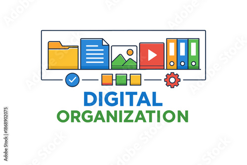 Streamlined digital organization: efficient file and folder management icons