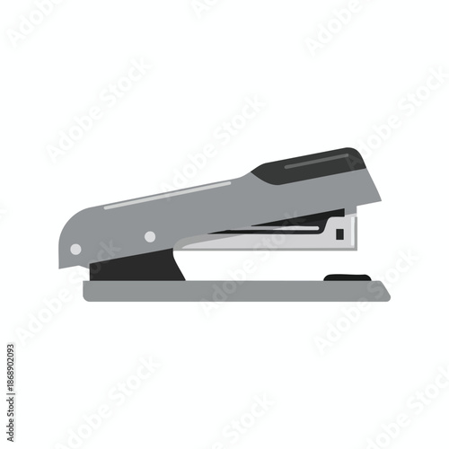 Gray Office Stapler on White Background