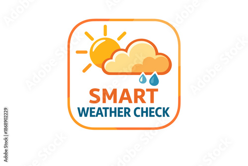 Smart weather check app icon with sun, cloud, and rain