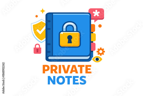 Secure notebook with lock icon for private note protection and confidentiality