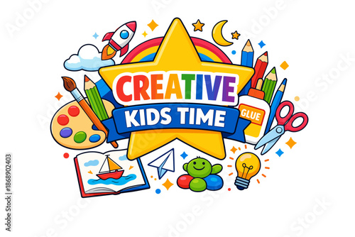 Creative kids time: arts and crafts fun with paints, pencils, and glue