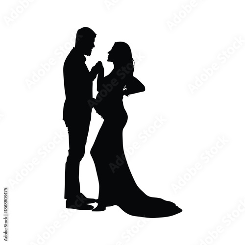 Silhouette illustration of a married couple waiting for a child 2.eps
