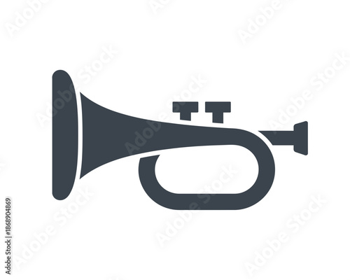A minimalist vector illustration of a trumpet with valves on a white background