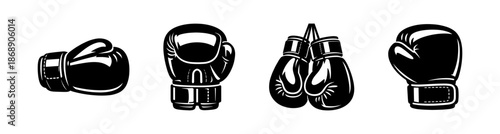 Boxing gloves vector icons set. flat solid boxing gloves symbols. sport equipment design.