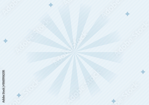 淡いブルーの放射線サンバースト背景デザイン｜A4 横 高画質