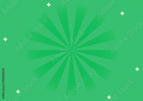 グリーンの放射線サンバースト背景デザイン｜A4 横 高画質