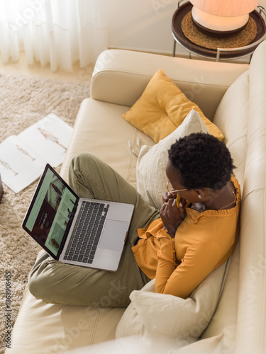 Woman feeling excitement and anxiety after purchase