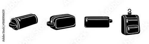 Travel bags vector icons set for accessories. luggage, suitcase, pouch, carry-on