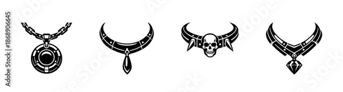 Decorative jewelry vector icons set with geometric and tribal designs