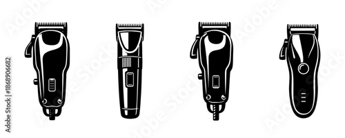 Hair clippers vector icons set. electric grooming tools and barber equipment