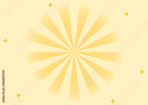 淡いゴールドの放射線サンバースト背景デザイン｜A4 横 高画質