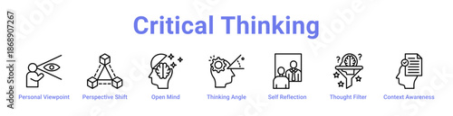 Critical Thinking Icon Banner and Collection