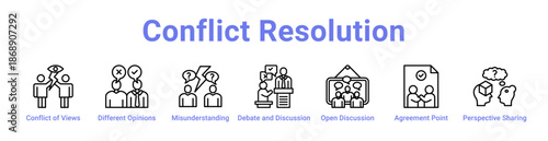 Conflict Resolution Icon Banner and Collection