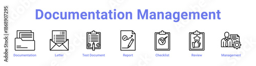 Documentation Management Icon Banner and Collection