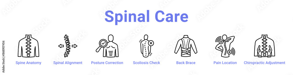 Fototapeta premium Spinal Care Icon Banner and Collection