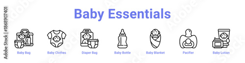 Baby Essentials Icon Banner and Collection
