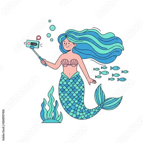 mermaid character is live on social media.