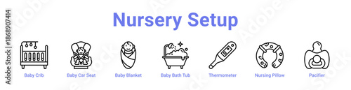 Nursery Setup Icon Banner and Collection