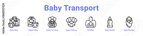 Baby Transport Icon Banner and Collection