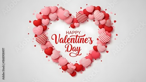 Happy valentine's day heart shaped balloons romantic love greeting card