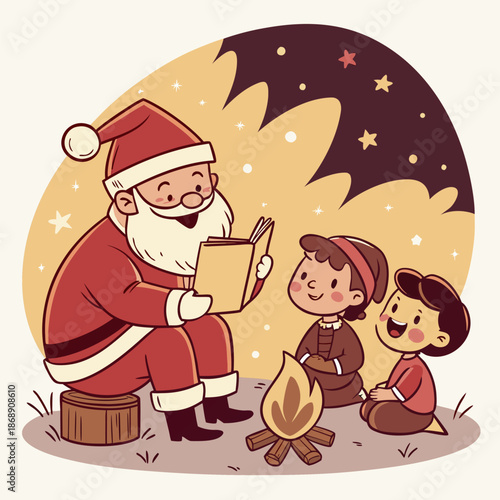 Santa Claus Story Time Around Campfire