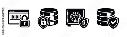 Cyber security icons set: data protection and online safety vector icons