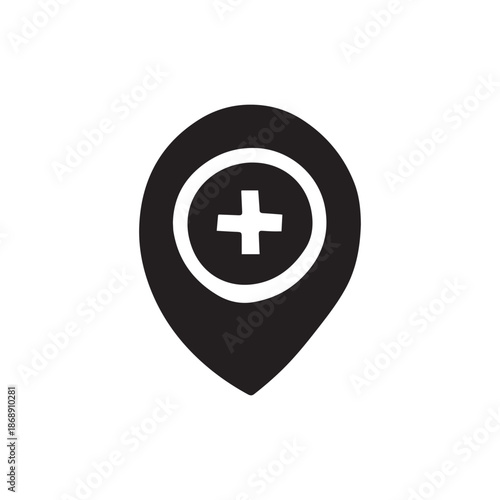 Medical Location Pin Icon for Healthcare, Maps, Clinics, and Emergency Services