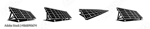 Solar panel vector icons set: renewable energy symbols in a flat design style