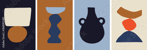 Abstract Modern Vase Illustration Set with Minimalist Still Life Shapes