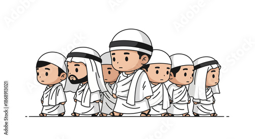 Group of Muslim Men Wearing Traditional Clothing and Headwear.