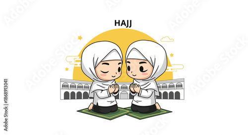 Two Muslim Women Performing Prayer Together.