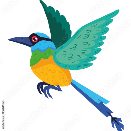 Minimal avian bird icon in flat vector style