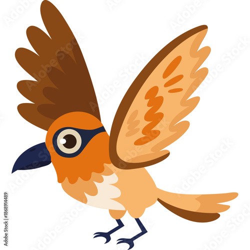 Minimal avian bird icon in flat vector style