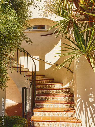 Stunning Staircase in a Sunlit Garden Setting