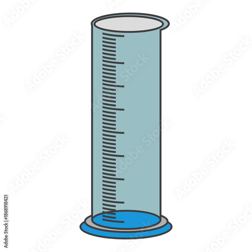 Illustration of a laboratory measuring cylinder, designed in a flat style. Simple design of a laboratory measuring cylinder. Science icon.	
