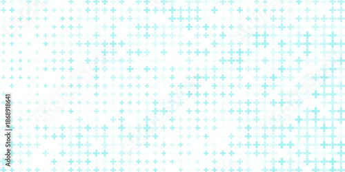 Medical healthcare seamless background. Green blue cross pattern. Repeating plus symbol wallpaper. Vector hospital pattern. Tech backdrop for presentation, banner, booklet, brochure, leaflet, poster