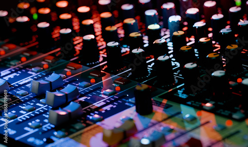 Close up an analogue mixing concole
