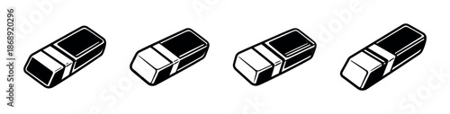 Eraser icons set. vector symbols collection of rubber erasers in outline style
