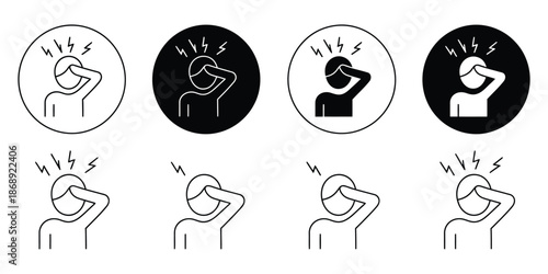 Headache Icon Simple Vector Isolated Symbol, Representing Pain, Migraine, Health Awareness, Medical Symptoms, Wellness
