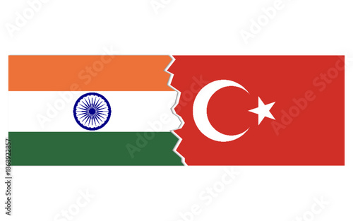 India Turkey breakup concept stock image, india Turkey conflict concept with flag image