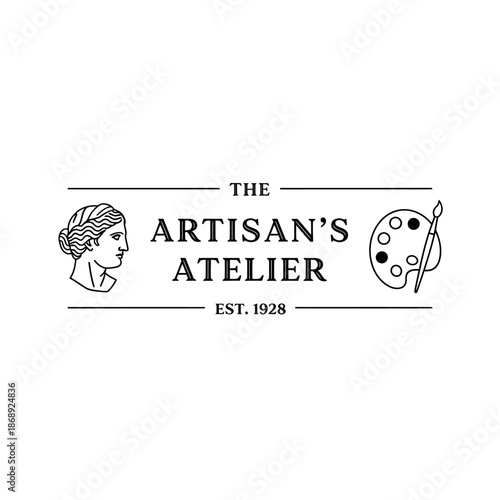 The Artisans Atelier Logo with Classical Bust and Art Palette.