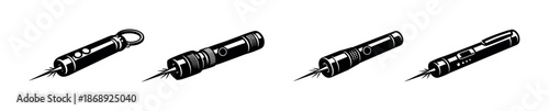 Flashlight vector icons set. black and white flashlights collection. torch, lantern, symbols.
