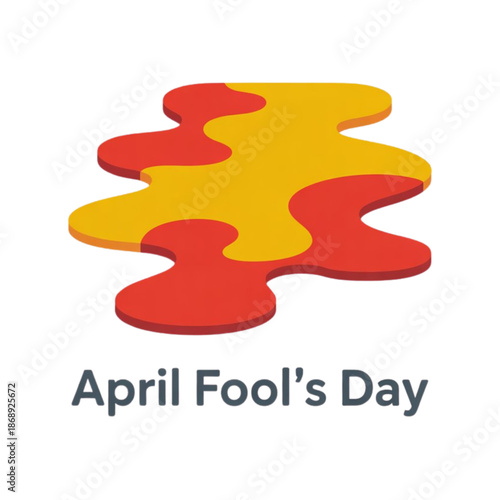 A chaotic jumble of puzzle pieces in red and yellow, signifying april fool's day isolated on white background, Vector, illustration